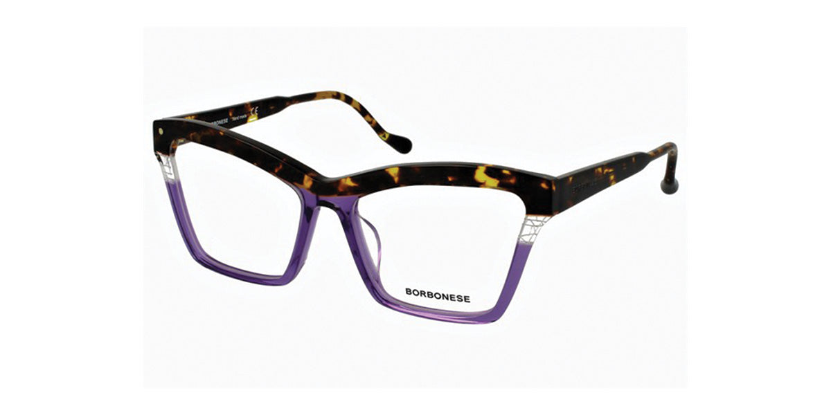 Borbonese™ Lunatica COL 07 - Square Shape - Dark Havana/Purple Women Eyeglass