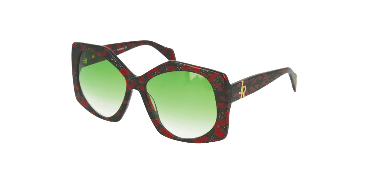 John Richmond™ RIS010 COL 05 - Irregular Shape - Pattern Black on Red - Women Sunglass
