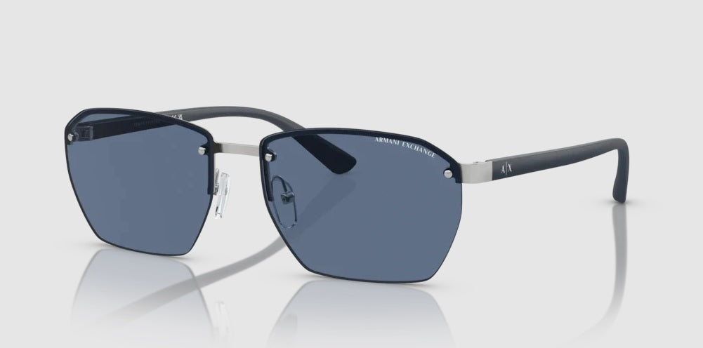 Armani Exchange™ AX2048S 604580 59 - Matte Silver/Matte Blue - Semi Rimless