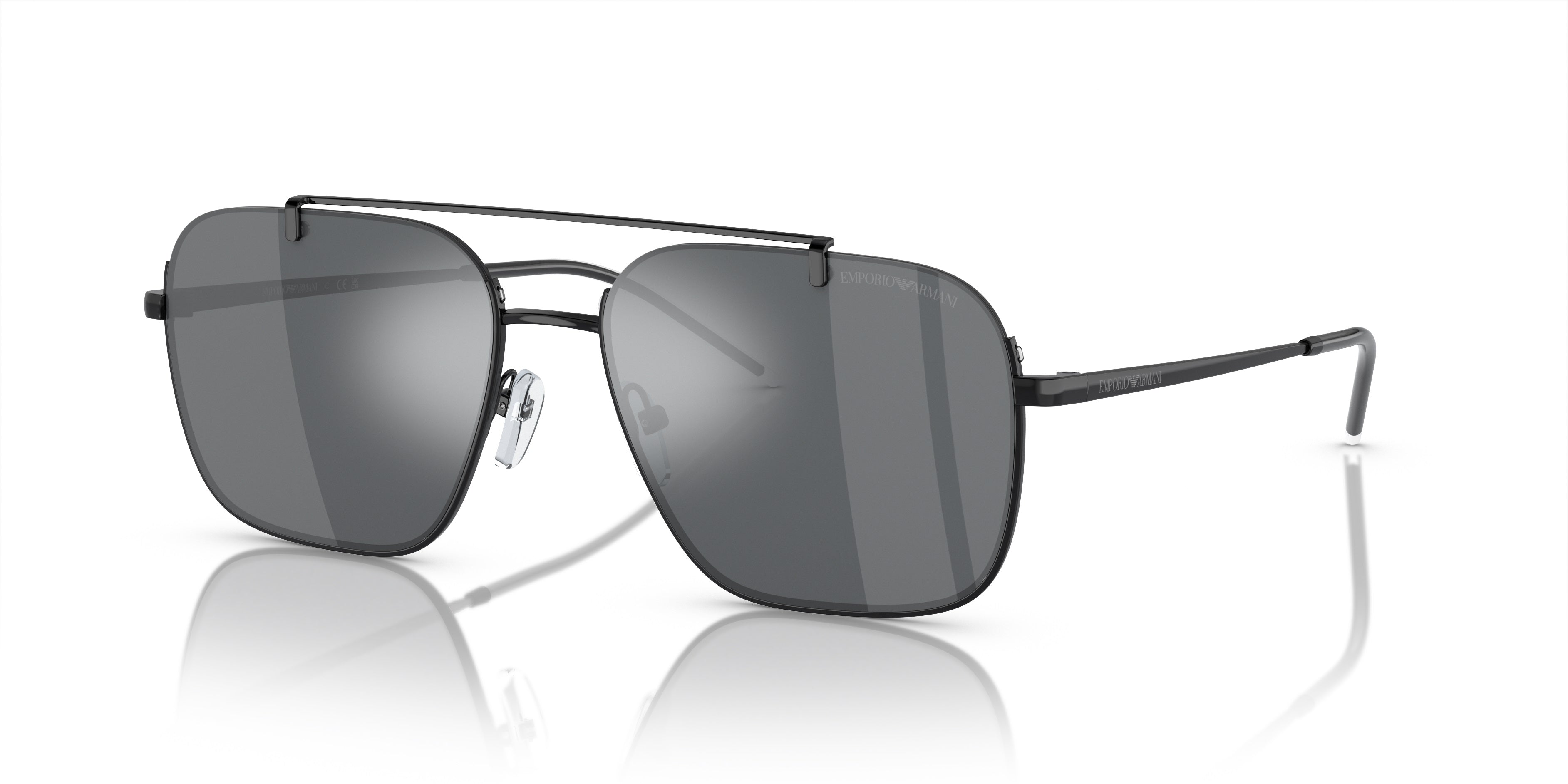 Emporio Armani™ EA2150 30146G 57 - Shiny Black - Semi Rimless - Mirrored