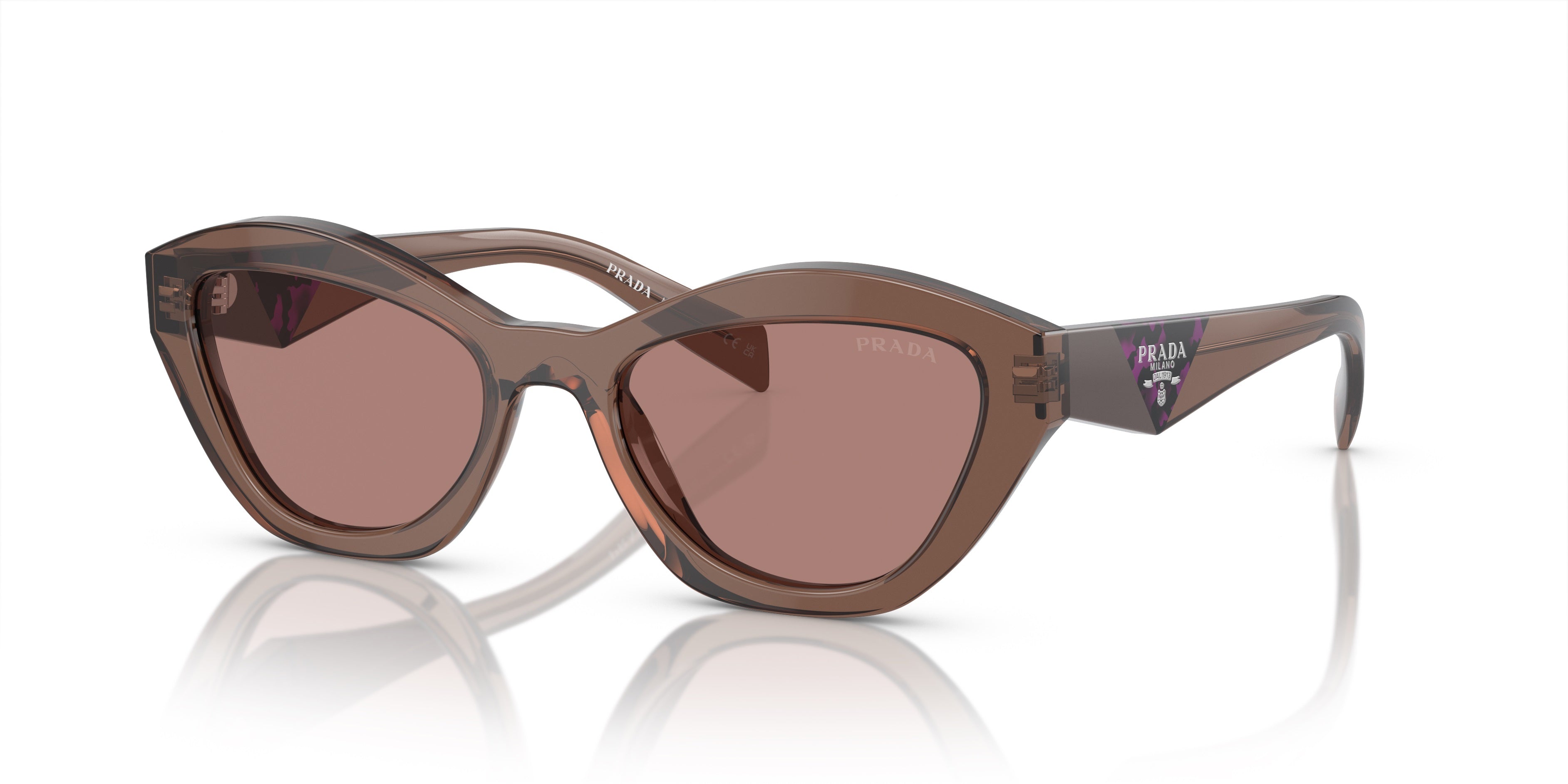 Prada™ PR A02S 17O60B 52 - Butterfly - Brown Transparent/Brown