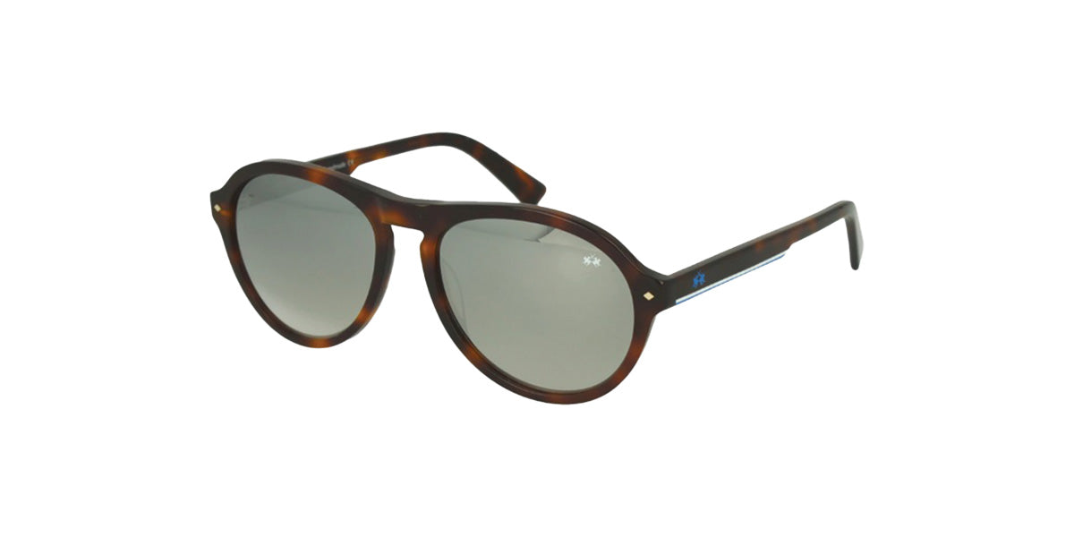 La Martina™ MAS118 COL 14 - Round - Mirror Dark Havana Men Sunglass