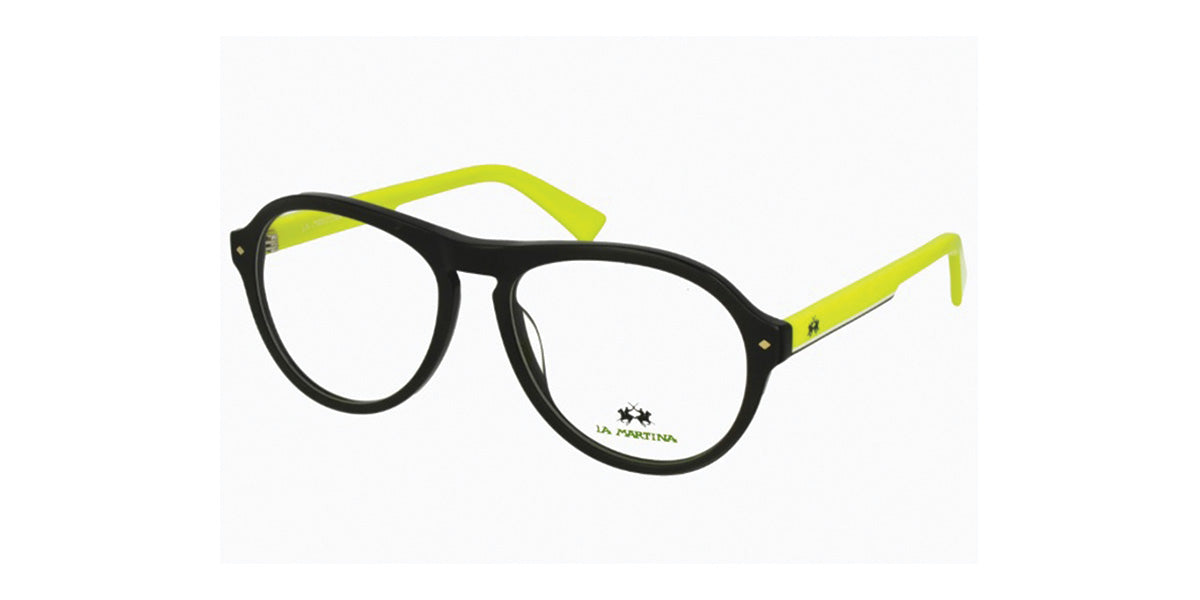 La Martina™ MAV734 COL 01 - Round - Black on Yellow - Unisex Eyeglass