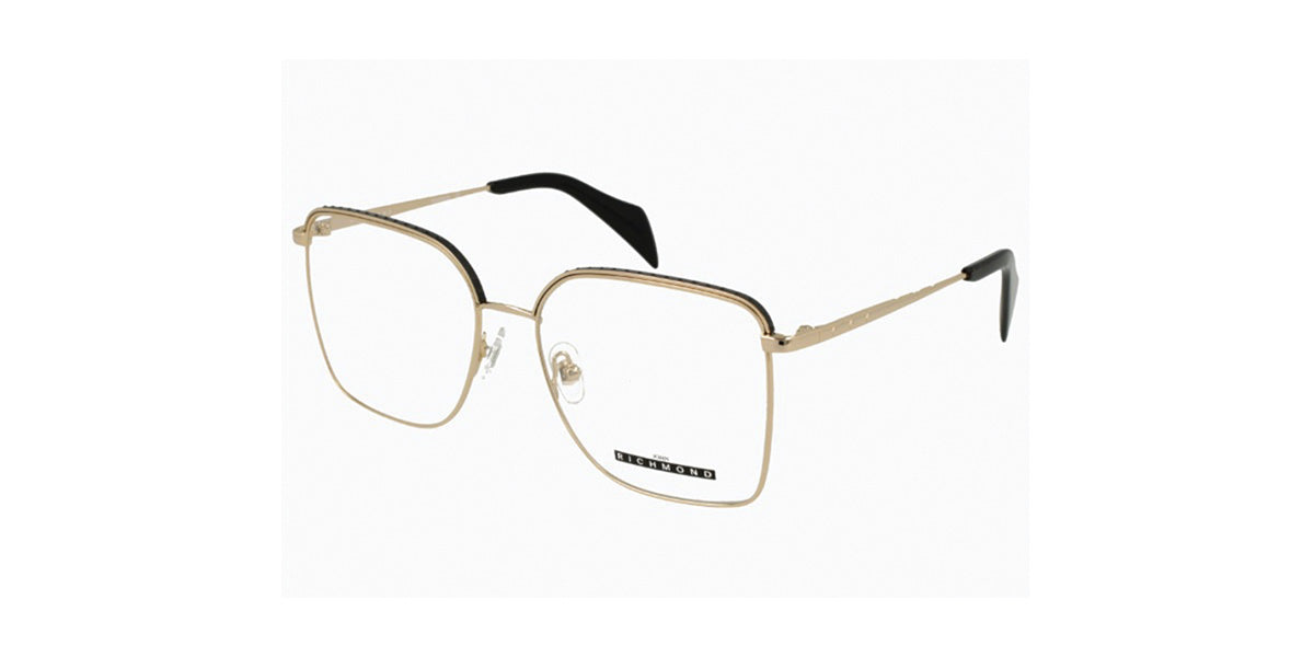 John Richmond™ RIV124 COL 01 - Rectangular Shape - Black on Gold Metal Eyeglass